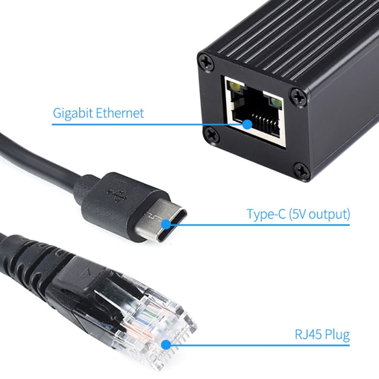 Waveshare Metal Case Gigabit PoE Splitter, 5V 2.5A Type-C Out - Modules Expansions Accessories by WAVESHARE | Online Shopping UK | buy2fix