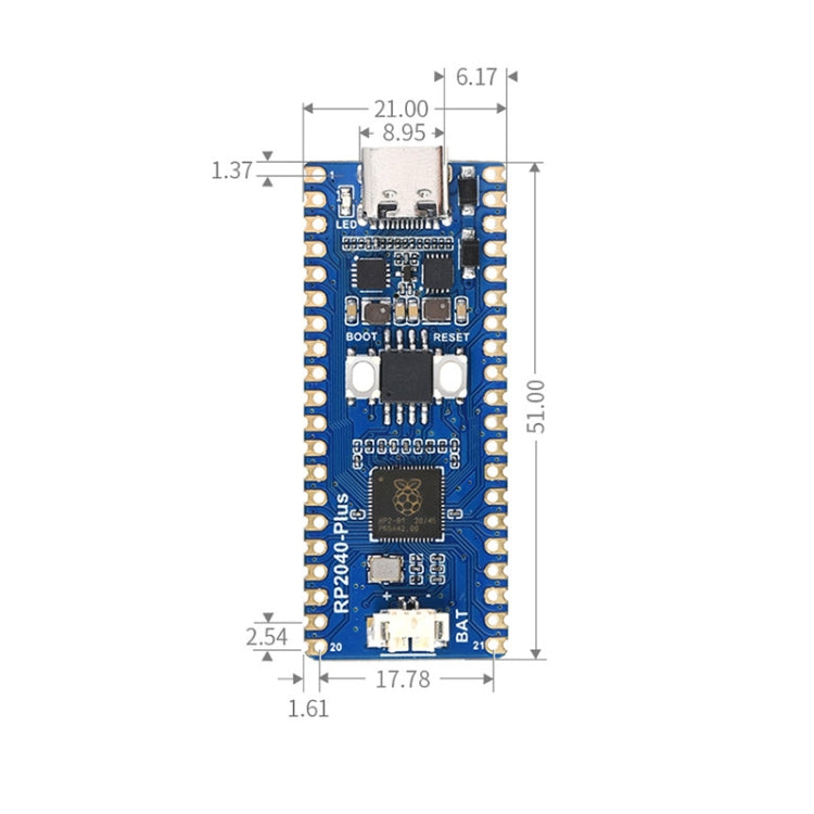 Waveshare RP2040-Plus Pico-like MCU Board Based on Raspberry Pi MCU RP2040, with Pinheader - Modules Expansions Accessories by WAVESHARE | Online Shopping UK | buy2fix