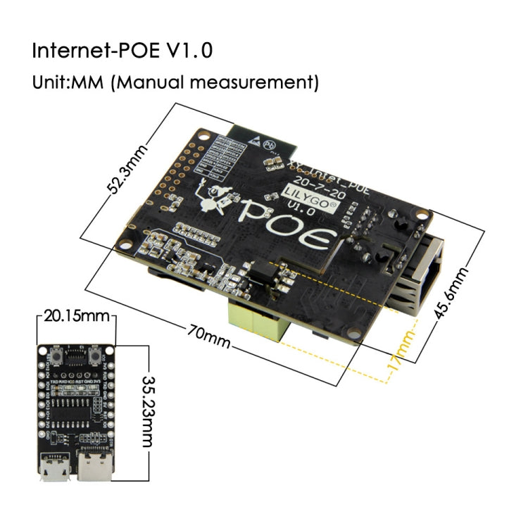 TTGO T-Internet-POE ESP3 Module Ethernet Adapters Extension Board - Module by TTGO | Online Shopping UK | buy2fix