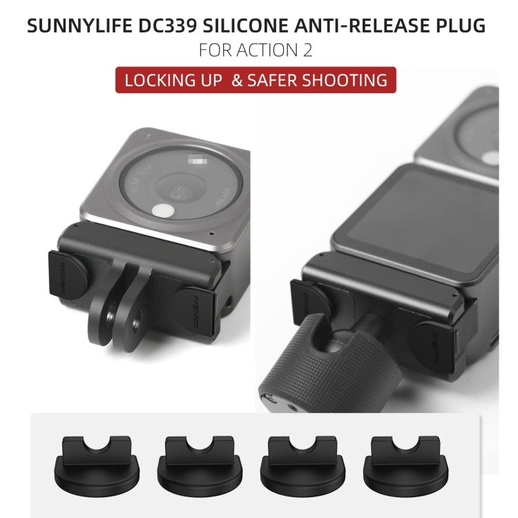 Sunnylife DC339 4 PCS Silicone Anti-release Plug for DJI Action 2 (Black) - DJI & GoPro Accessories by Sunnylife | Online Shopping UK | buy2fix
