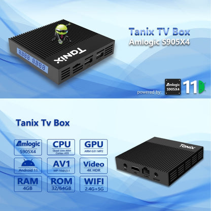 Tanix X4 Android 11 Smart TV Box, Amlogic S905X4 Quad Core, 4GB+32GB, Dual Wifi, BT(AU Plug) - Consumer Electronics by buy2fix | Online Shopping UK | buy2fix