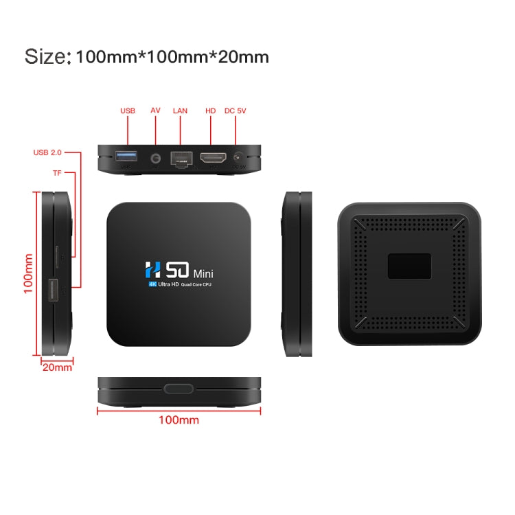 H50 Mini 4K Smart Network TV Box, Android 10.0, RK3318 Quad Core, 2GB+8GB, AU Plug - Consumer Electronics by buy2fix | Online Shopping UK | buy2fix