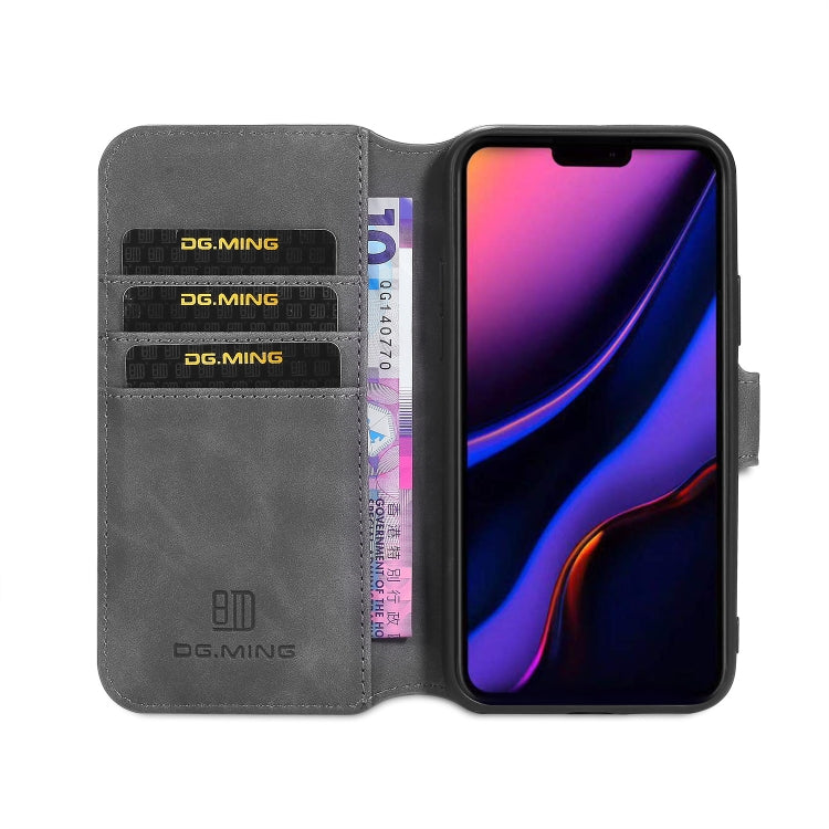 DG.MING Retro Oil Side Horizontal Flip Case with Holder & Card Slots & Wallet for iPhone 11 Pro Max(Grey) - iPhone 11 Pro Max Cases by DG.MING | Online Shopping UK | buy2fix