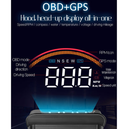 M11 Car OBD2 + GPS Mode Head-up Display HUD Overspeed / Speed / Water Temperature Alarm -  by buy2fix | Online Shopping UK | buy2fix