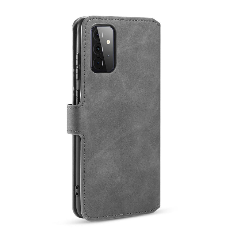 For samsung Galaxy A72 5G / 4G DG.MING Retro Oil Side Horizontal Flip Leather Case with Holder & Card Slots & Wallet(Grey) - Galaxy Phone Cases by DG.MING | Online Shopping UK | buy2fix