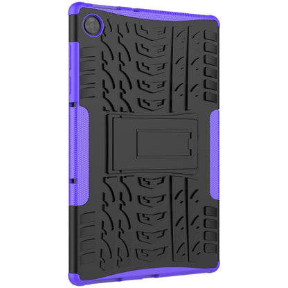For Lenovo Tab M10 HD Gen 2 (TB-X306F) Tire Texture TPU+PC Shockproof Case with Holder(Purple) - For Lenovo by buy2fix | Online Shopping UK | buy2fix
