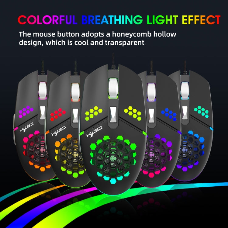 HXSJ J400 6 Keys 8000DPI RGB Light Fan Cooling Gaming Wired Mouse - Wired Mice by HXSJ | Online Shopping UK | buy2fix