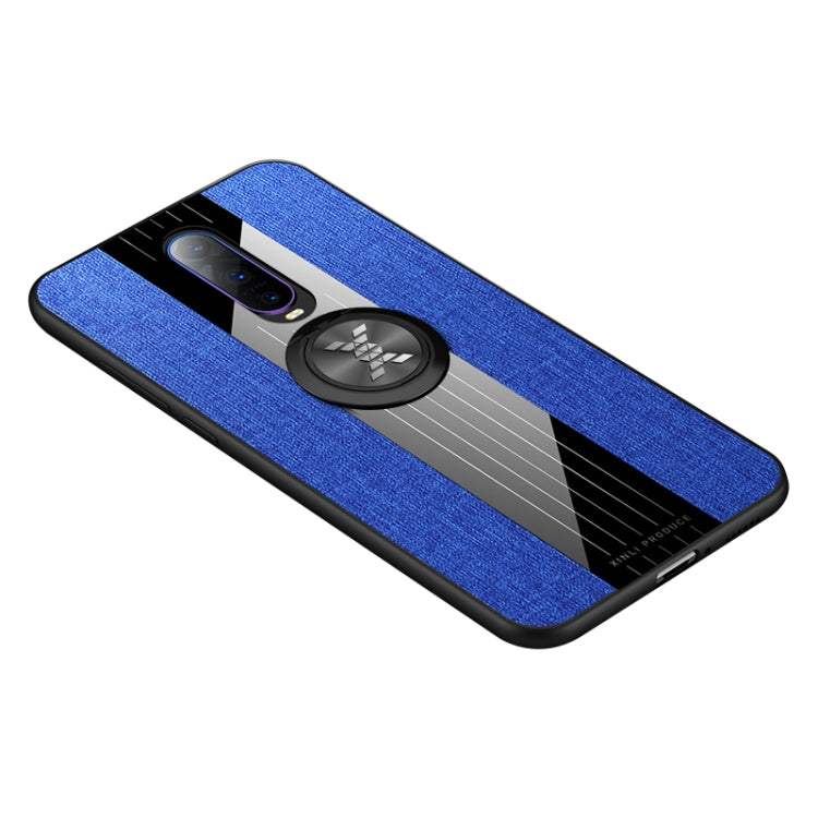 For OPPO R17 Pro XINLI Stitching Cloth Textue Shockproof TPU Protective Case with Ring Holder(Blue) - OPPO Cases by XINLI | Online Shopping UK | buy2fix