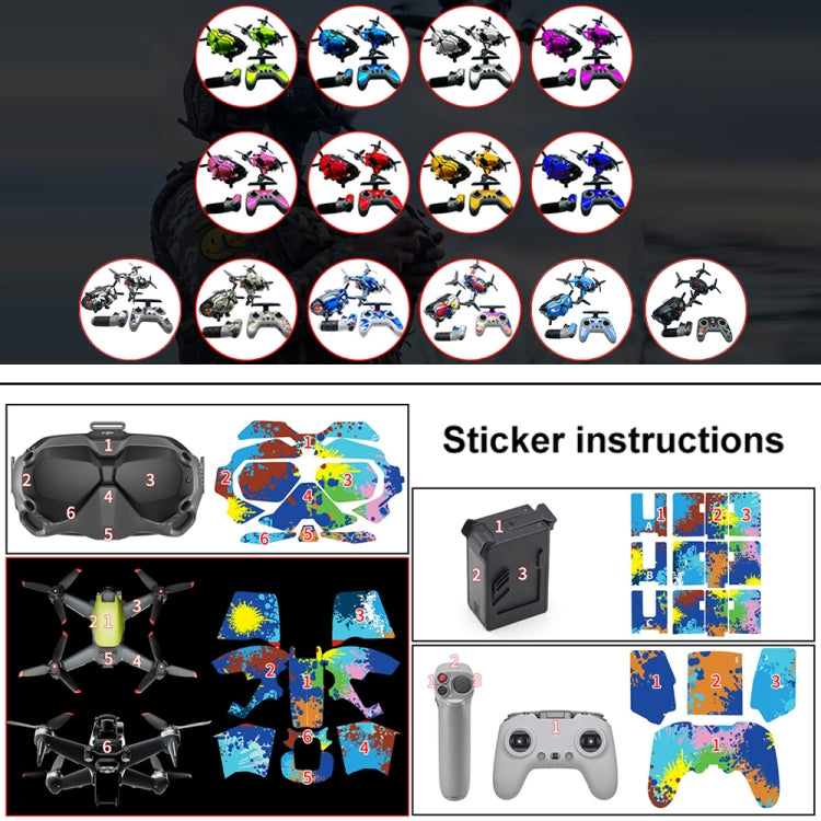 FPV-TZ-SF 4 in 1 Waterproof Anti-Scratch Decal Skin Wrap Stickers Personalized Film Kits for DJI FPV Drone & Goggles V2 & Remote Control & Rocker(Fluorescent Gold) - DJI & GoPro Accessories by buy2fix | Online Shopping UK | buy2fix