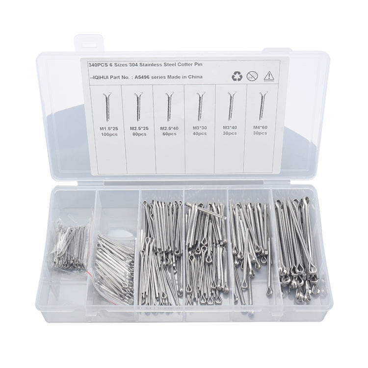 A5496 340 PCS Car U-shape 304 Stainless Steel Cotter Pin Clip Key Fastner Fitting Assortment Kit - In Car by buy2fix | Online Shopping UK | buy2fix