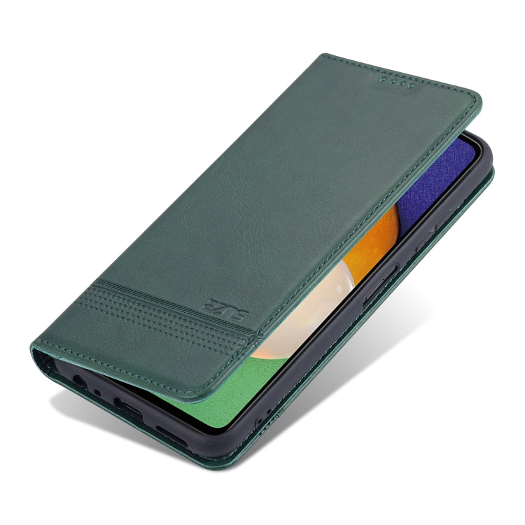 For Samsung Galaxy A22 5G AZNS Magnetic Calf Texture Horizontal Flip Leather Case with Card Slots & Holder & Wallet(Dark Green) - Galaxy Phone Cases by AZNS | Online Shopping UK | buy2fix