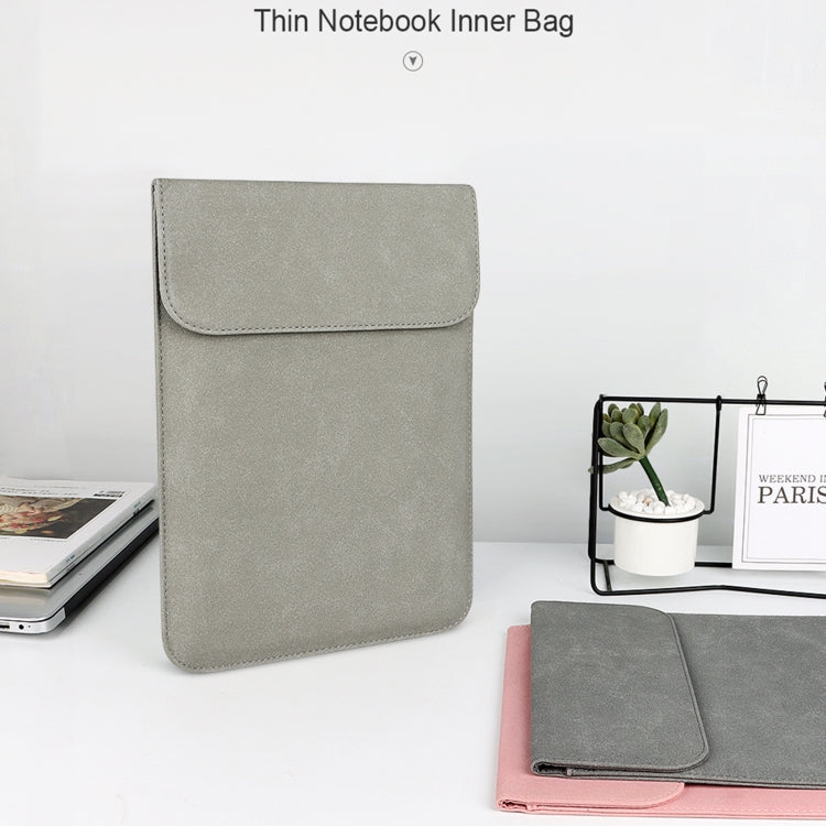 PU02 Ultra-thin Notebook Liner Bag with Small Bag, Size:14.1-15.4 inch(Dark Grey) - 15 inch by buy2fix | Online Shopping UK | buy2fix