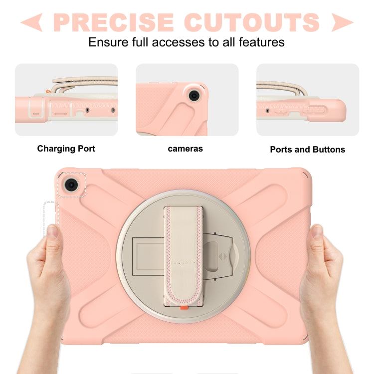 For Amazon Kindle Fire HD 10 2021 Silicone + PC Protective Case with Holder & Shoulder Strap(Rose Gold) - Mobile Accessories by buy2fix | Online Shopping UK | buy2fix