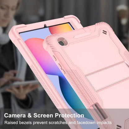 For Samsung Galaxy Tab S6 Lite Silicone + PC Shockproof Protective Case with Holder(Rose Gold) - Tab S6 Lite P610 / P615 by buy2fix | Online Shopping UK | buy2fix