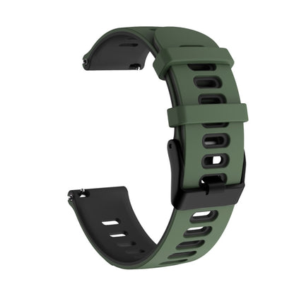 20mm For Garmin Vivoactive 3 / Venu Universal Two-color Silicone Watch Band(Army Green Black) - Smart Wear by buy2fix | Online Shopping UK | buy2fix
