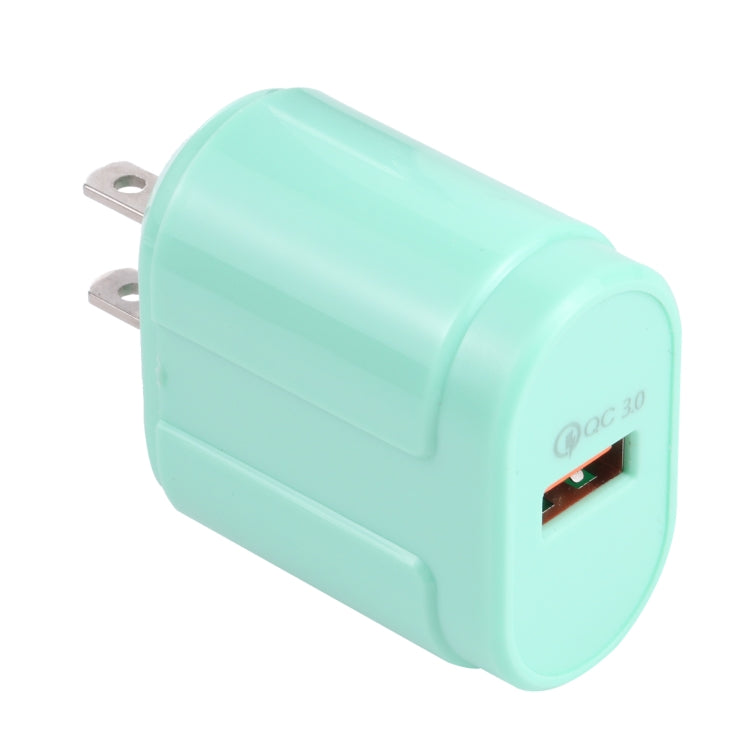 13-3 QC3.0 Single USB Interface Macarons Travel Charger, US Plug(Green) - Mobile Accessories by buy2fix | Online Shopping UK | buy2fix