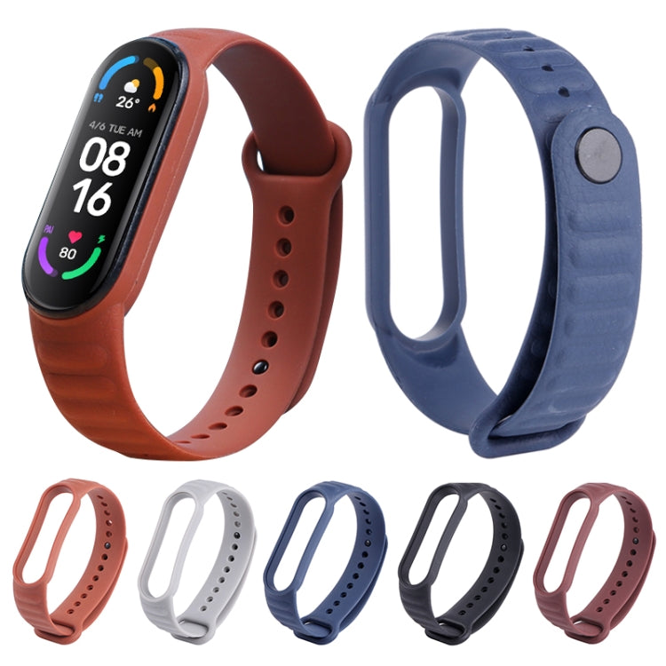 For Xiaomi Mi Band 6 / 5 Universal Silicone Leather Texture Watch Band(Black) - Watch Bands by MIJOBS | Online Shopping UK | buy2fix