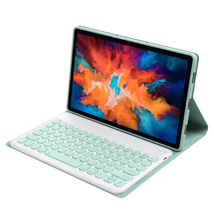 For Lenovo Pad Pro 11.5 inch 2021 TB-J716F / Tab P11 Pro 11.5 inch TB-J706F YAM13 Lambskin Texture Detachable Round Keycap Bluetooth Keyboard Leather Tablet Case with Holder(Light Green) - Lenovo Keyboard by buy2fix | Online Shopping UK | buy2fix
