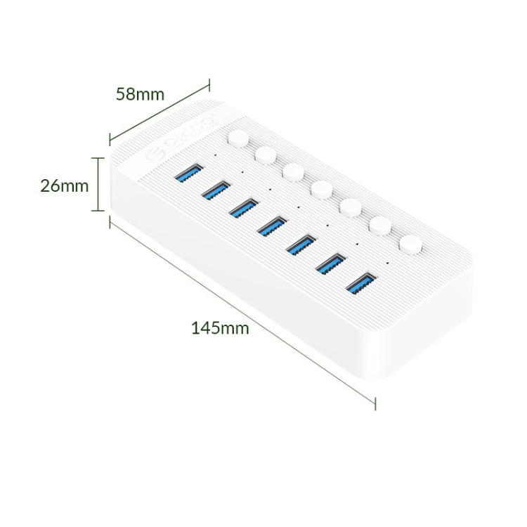 ORICO CT2U3-7AB-WH 7 In 1 Plastic Stripes Multi-Port USB HUB with Individual Switches, US Plug(White) - USB 3.0 HUB by ORICO | Online Shopping UK | buy2fix