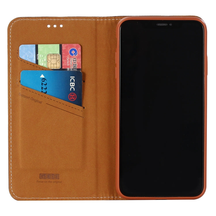 For iPhone XS / X GEBEI Top-grain Leather Horizontal Flip Protective Case with Holder & Card Slots(Brown) - More iPhone Cases by GEBEI | Online Shopping UK | buy2fix