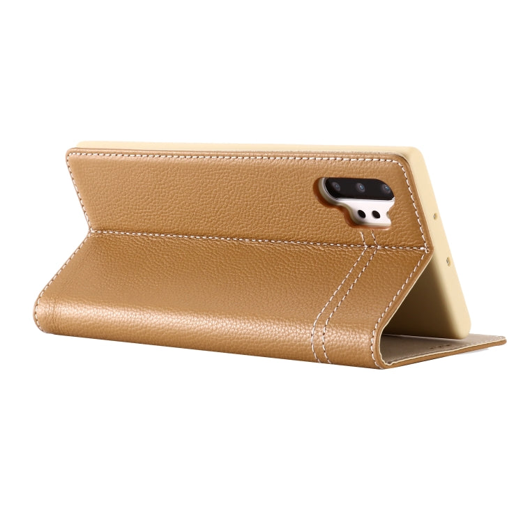 For Galaxy Note 10  GEBEI Top-grain Leather Horizontal Flip Protective Case with Holder & Card Slots(Khaki) - Galaxy Phone Cases by GEBEI | Online Shopping UK | buy2fix