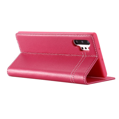 For Galaxy Note 10+ GEBEI Top-grain Leather Horizontal Flip Protective Case with Holder & Card Slots(Rose Red) - Galaxy Phone Cases by GEBEI | Online Shopping UK | buy2fix