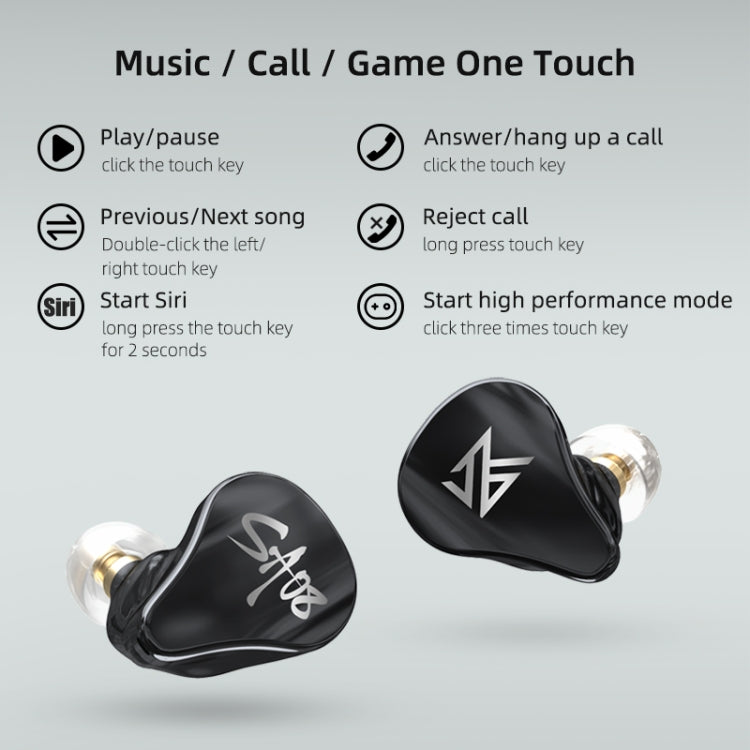 KZ SA08 Wireless Four-unit 5BA Balance Armature Bluetooth In-ear TWS Earphone(Black) - TWS Earphone by KZ | Online Shopping UK | buy2fix