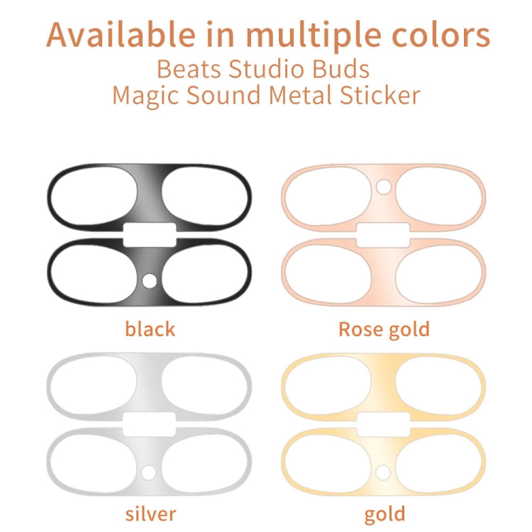 For Beats Studio Buds Wireless Bluetooth Earphone Magic Sound Metal Protective Sticker(Rose Gold) - Protective Sticker by buy2fix | Online Shopping UK | buy2fix