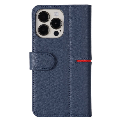 For iPhone 13 GEBEI Top-grain Leather Horizontal Flip Protective Case with Holder & Card Slots & Wallet & Photo Frame(Blue) - iPhone 13 Cases by GEBEI | Online Shopping UK | buy2fix