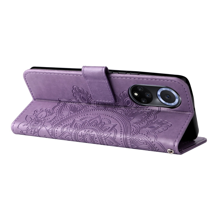 For Huawei nova 9 / Honor 50 7-petal Flowers Embossed Flip Leather Phone Case with Holder & Card Slots(Light Purple) - Mobile Accessories by buy2fix | Online Shopping UK | buy2fix