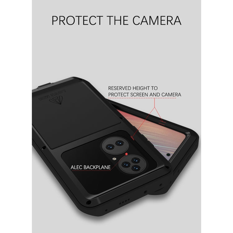 For Huawei P50 Pro LOVE MEI Metal Shockproof Waterproof Dustproof Protective Phone Case without Glass(Black) - Mobile Accessories by LOVE MEI | Online Shopping UK | buy2fix