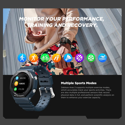 Zeblaze Ares 2 1.09 inch Color Touch Screen 5ATM Waterproof Smart Watch, Support Sleep Monitoring / Heart Rate Monitoring / Blood Pressure Monitoring / Multi-sports Mode(Green) - Smart Wear by Zeblaze | Online Shopping UK | buy2fix
