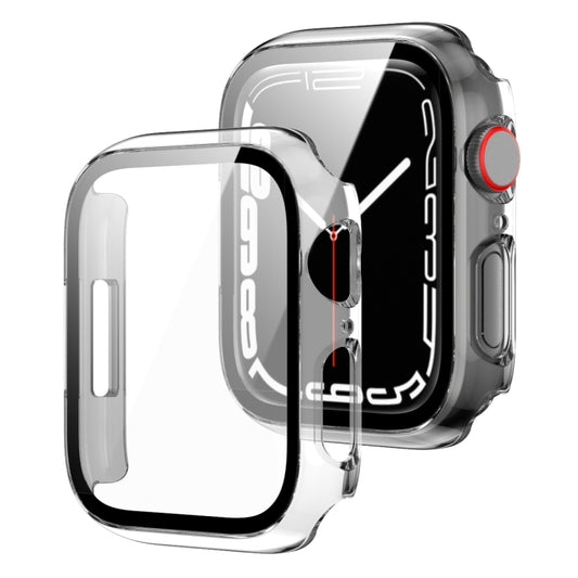 2 in 1 PC Frame + Tempered Glass Protector Case For Apple Watch Series 8 / 7 41mm(Transparent) - Smart Wear by buy2fix | Online Shopping UK | buy2fix