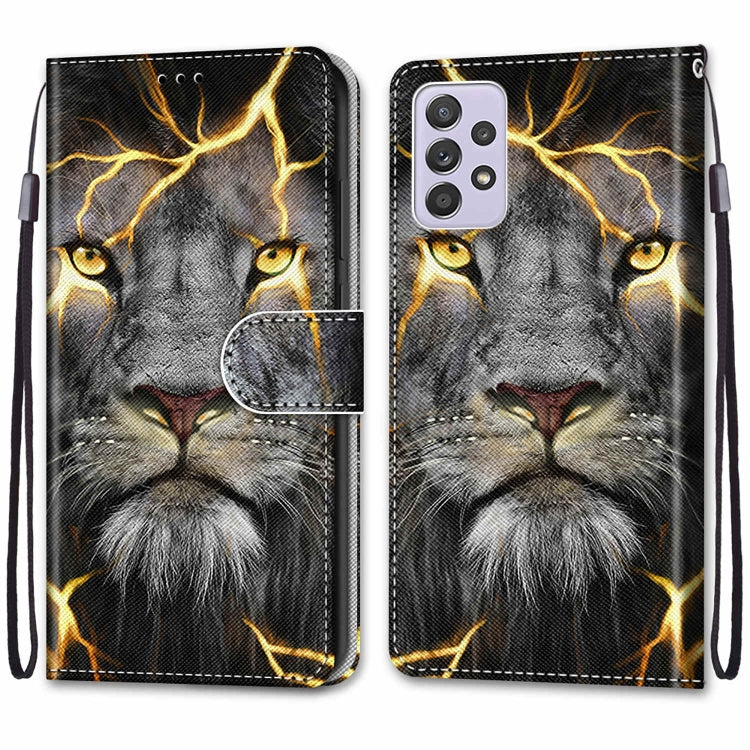 For Samsung Galaxy A33 5G Coloured Drawing Cross Texture Horizontal Flip Leather Phone Case with Holder & Card Slots & Wallet & Lanyard(Fission Lion) - Samsung Accessories by buy2fix | Online Shopping UK | buy2fix