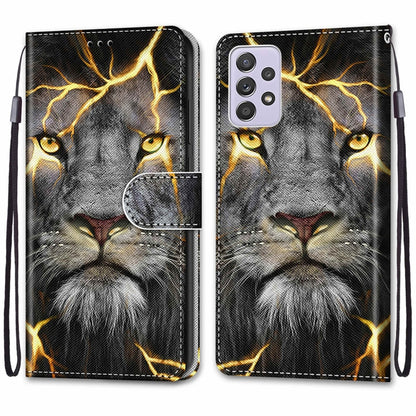 For Samsung Galaxy A33 5G Coloured Drawing Cross Texture Horizontal Flip Leather Phone Case with Holder & Card Slots & Wallet & Lanyard(Fission Lion) - Samsung Accessories by buy2fix | Online Shopping UK | buy2fix