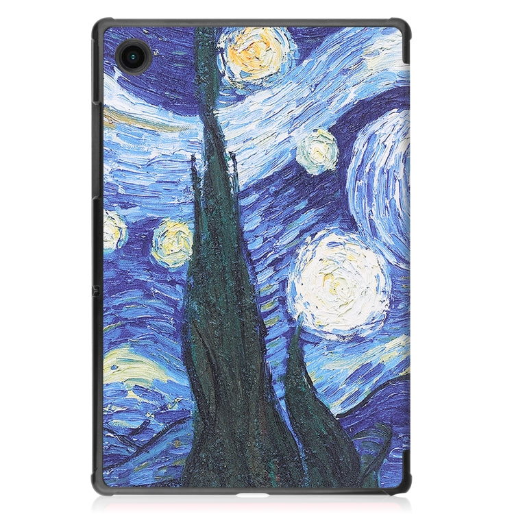 For Samsung Galaxy Tab A8 2021 Painted Leather Tablet Case with 3-Fold Holder(Starry Sky) - Samsung Accessories by buy2fix | Online Shopping UK | buy2fix