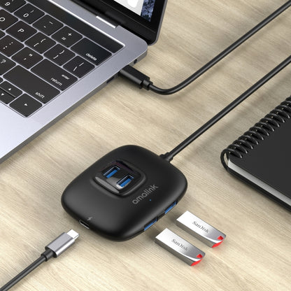 amalink UC310 Type-C / USB-C to 4 Ports USB Multi-function HUB(Black) - Computer & Networking by amalink | Online Shopping UK | buy2fix