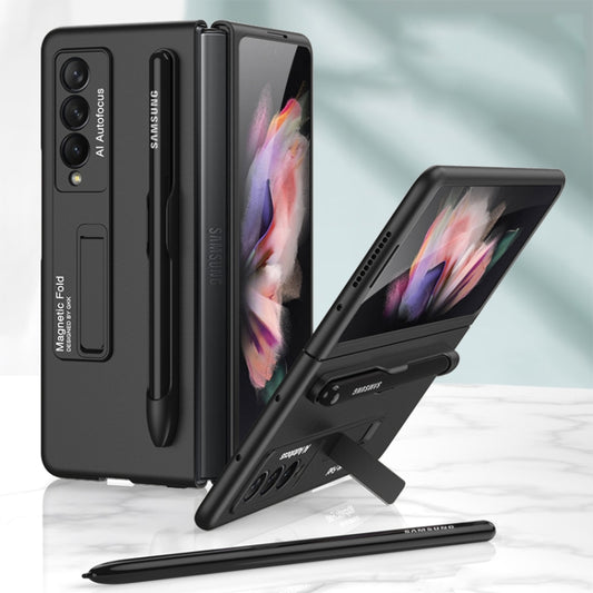 For Samsung Galaxy Z Fold3 5G GKK Ultra-thin PC Phone Flip Case with Holder & Pen Slot(Black) - Galaxy Phone Cases by GKK | Online Shopping UK | buy2fix