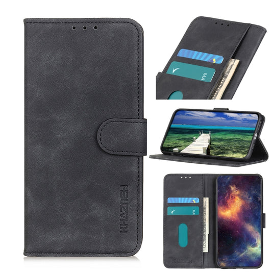 For vivo Y76 5G / Y76s 5G KHAZNEH Retro Texture Horizontal Flip Leather Phone Case(Black) - vivo Cases by buy2fix | Online Shopping UK | buy2fix