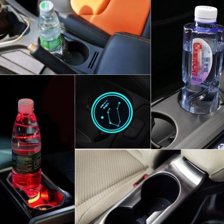 2 PCS Car Constellation Series AcrylicColorful USB Charger Water Cup Groove LED Atmosphere Light(Libra) - In Car by buy2fix | Online Shopping UK | buy2fix