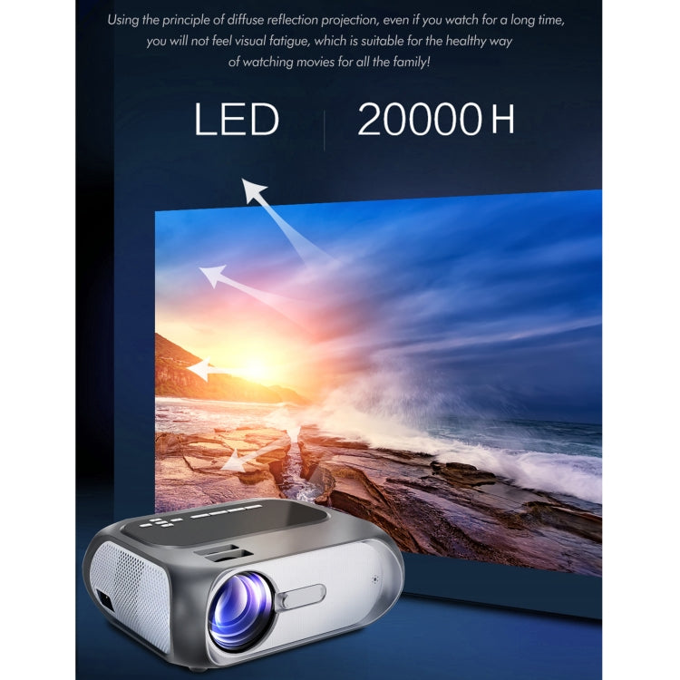 T7i 720P 200 ANSI Home Theater LED HD Digital Projector, Basic Version, EU Plug(Silver Grey) - Consumer Electronics by buy2fix | Online Shopping UK | buy2fix