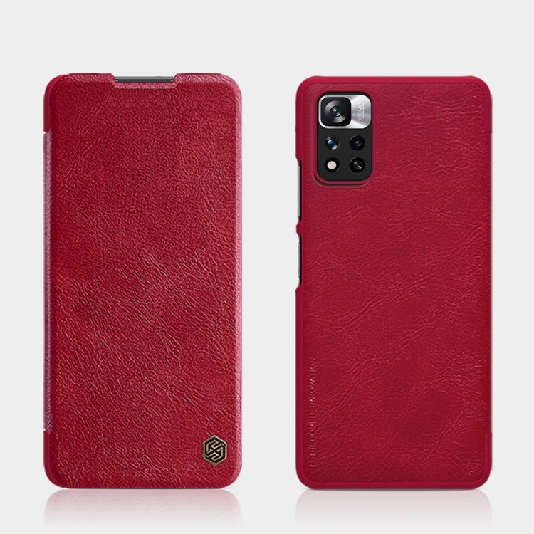 For Xiaomi Redmi Note 11 5G / 11T 5G / Poco M4 Pro 5G / 11S 5G NILLKIN QIN Series Crazy Horse Texture Leather Phone Case(Red) - Xiaomi Cases by NILLKIN | Online Shopping UK | buy2fix