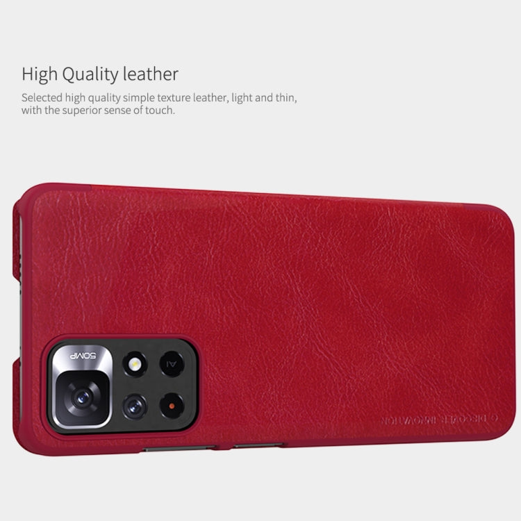 For Xiaomi Redmi Note 11 5G / 11T 5G / Poco M4 Pro 5G / 11S 5G NILLKIN QIN Series Crazy Horse Texture Leather Phone Case(Red) - Xiaomi Cases by NILLKIN | Online Shopping UK | buy2fix