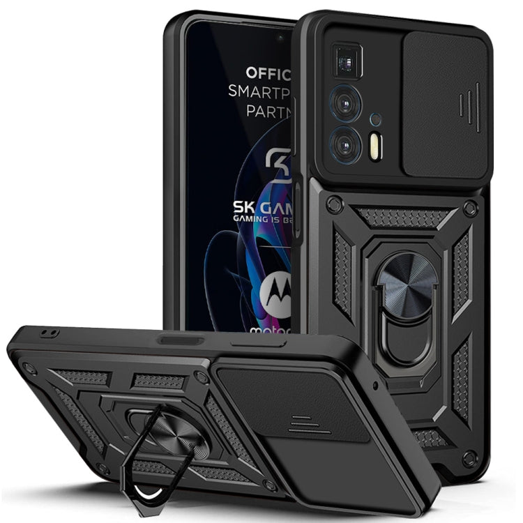 For Motorola Edge 20 Pro Sliding Camera Cover TPU+PC Phone Case(Black) - Motorola Cases by buy2fix | Online Shopping UK | buy2fix