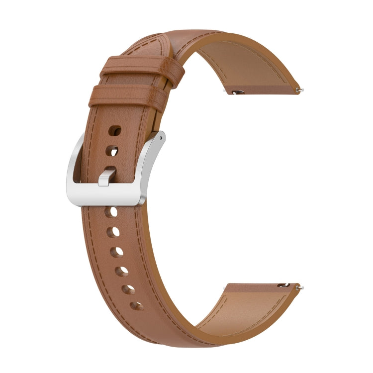 22mm Genuine Leather Watch Band for Huawei Watch GT3 46mm/GT2 46mm/Samsung Galaxy Watch3 45mm(Light Brown) - Smart Wear by buy2fix | Online Shopping UK | buy2fix