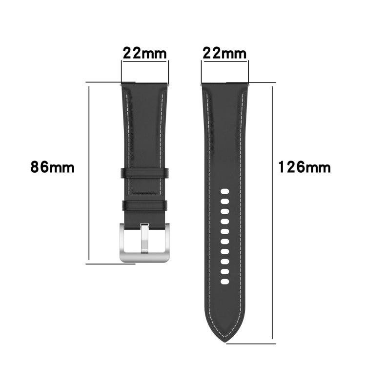 22mm Genuine Leather Watch Band for Huawei Watch GT3 46mm/GT2 46mm/Samsung Galaxy Watch3 45mm(Light Brown) - Smart Wear by buy2fix | Online Shopping UK | buy2fix