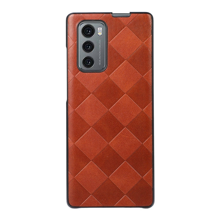 For LG Wing 5G Weave Plaid PU Phone Case(Brown) - Mobile Accessories by buy2fix | Online Shopping UK | buy2fix