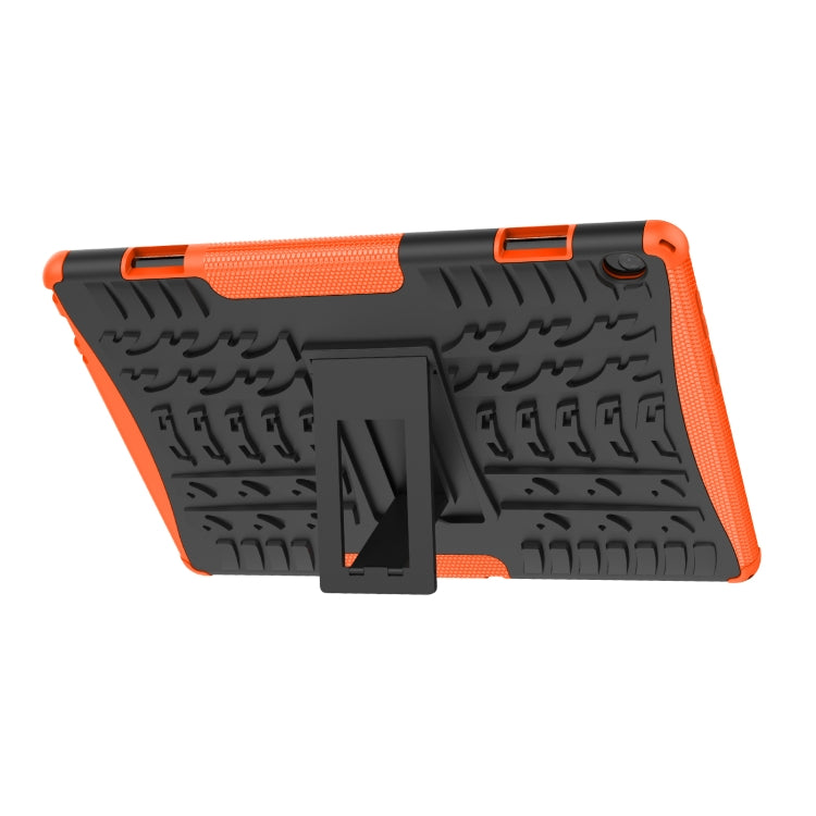 For Lenovo Tab M10 X605 / X505 Tire Texture Shockproof TPU+PC Protective Tablet Case with Holder(Orange) - For Lenovo by buy2fix | Online Shopping UK | buy2fix