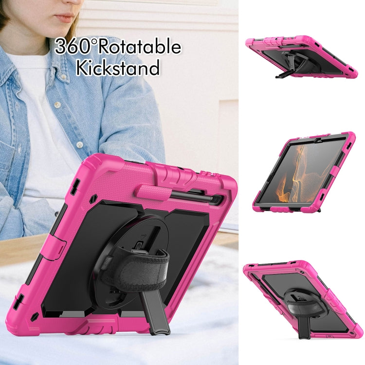 For Samsung Galaxy Tab S8+ 12.4 inch SM-X800 Silicone + PC Tablet Case(Rose Red+Black) - Galaxy Tab S8+ Cases by buy2fix | Online Shopping UK | buy2fix