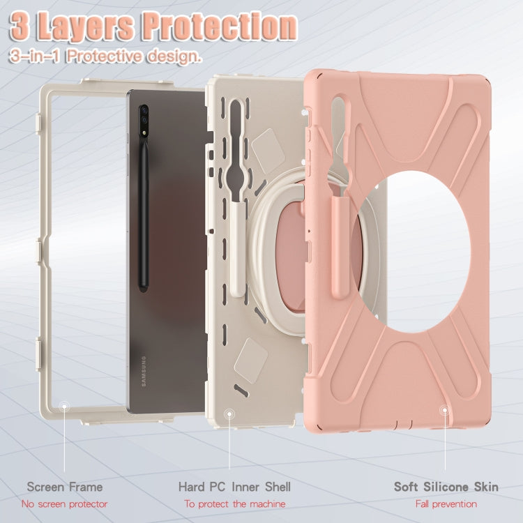 For Samsung Galaxy Tab S8 Ultra X900 Silicone + PC Tablet Protective Case(Rose Gold) - Galaxy Tab S8 Ultra Cases by buy2fix | Online Shopping UK | buy2fix